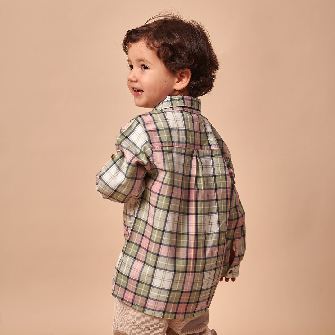 Camisa Bebé Niño Manga Larga Cuadros Multicolor Dionisio