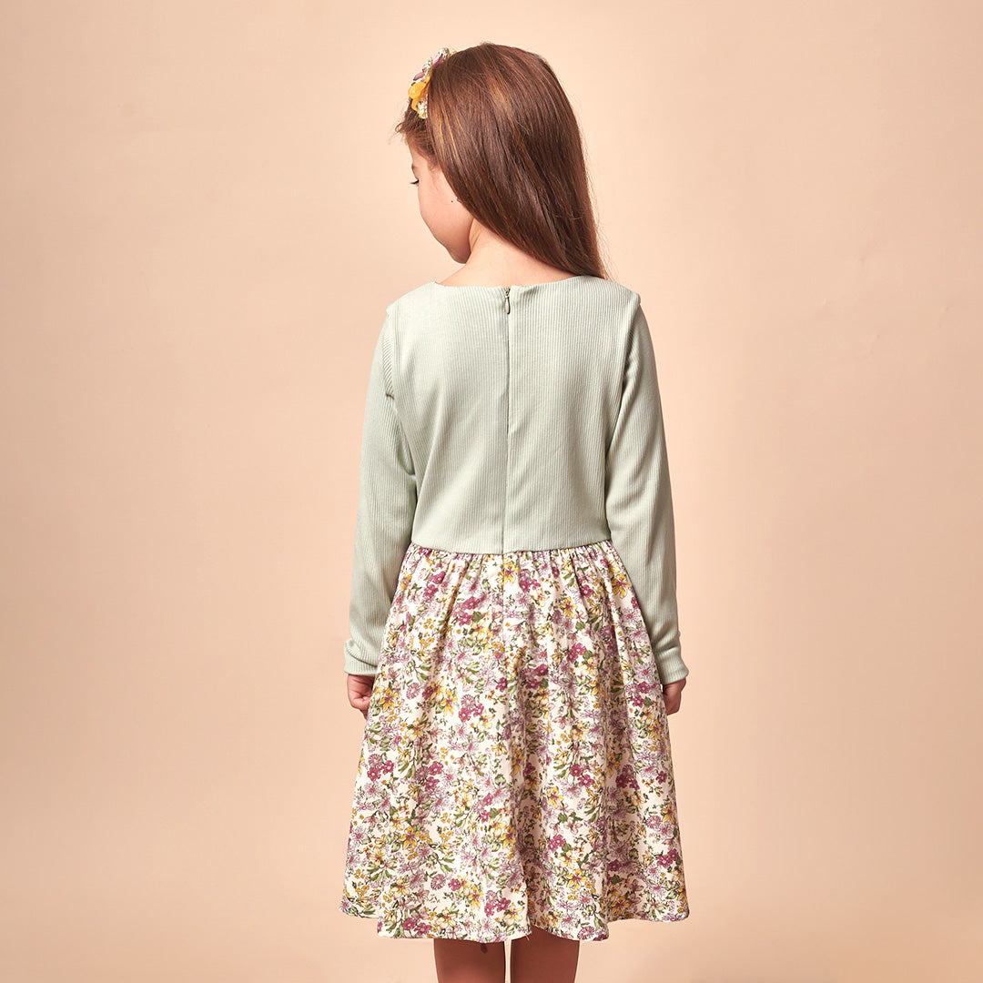 Vestido Niña Algodón y Seda Flores Silvestres