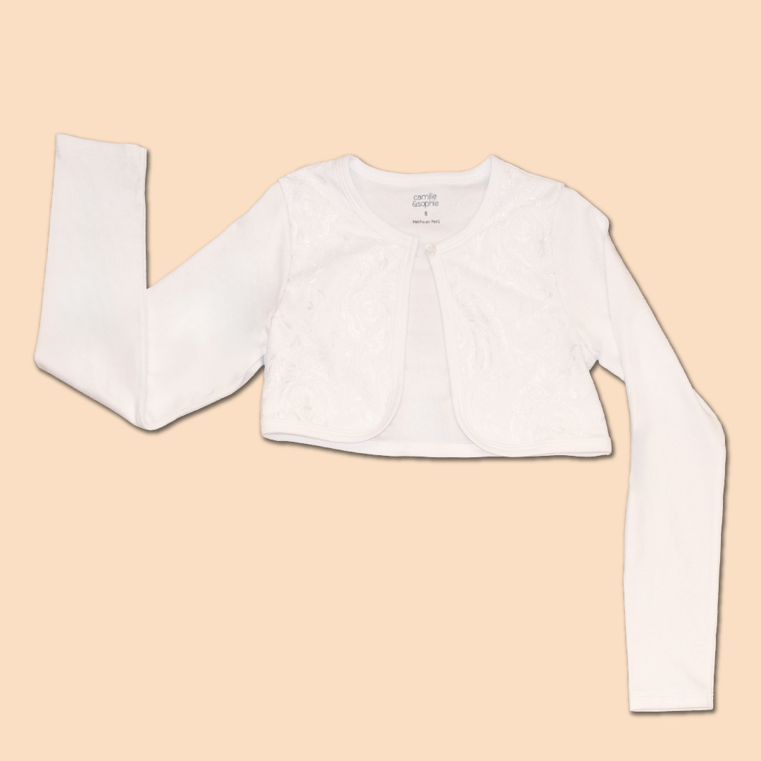 Bolero Niña Blanco 100% Algodón Pima