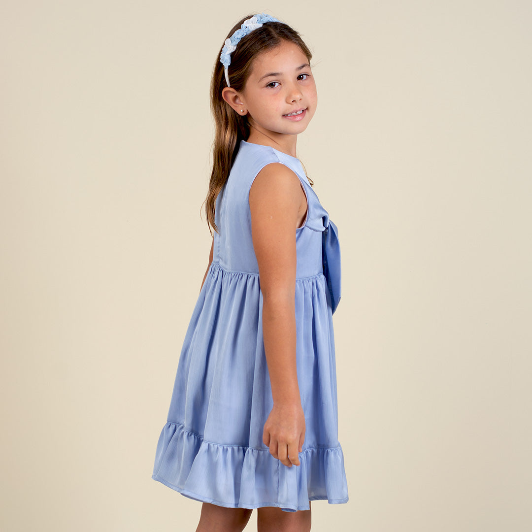 Vestido Fiesta Niña Celeste Luna