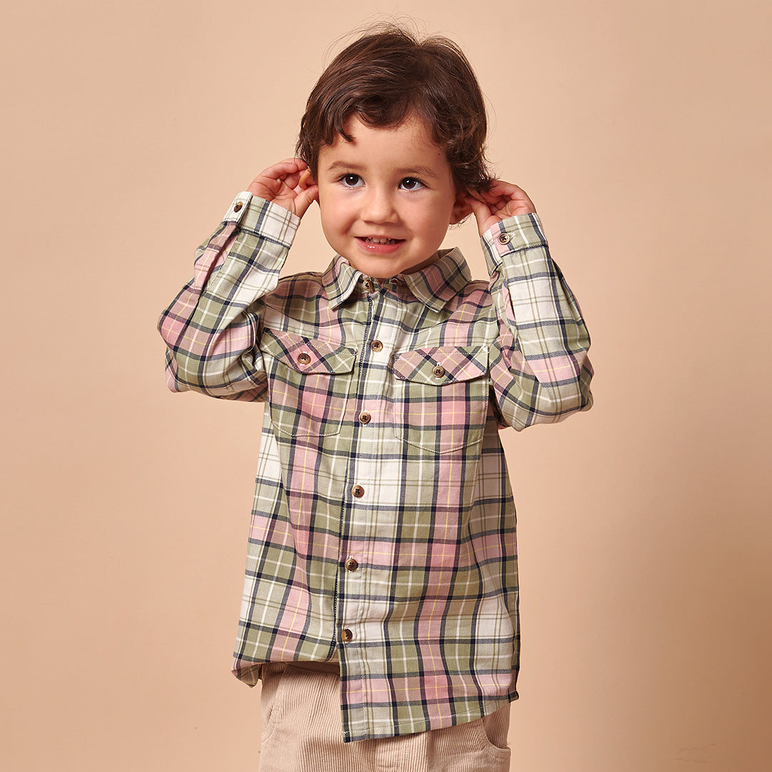 Camisa Bebé Niño Manga Larga Cuadros Multicolor Dionisio