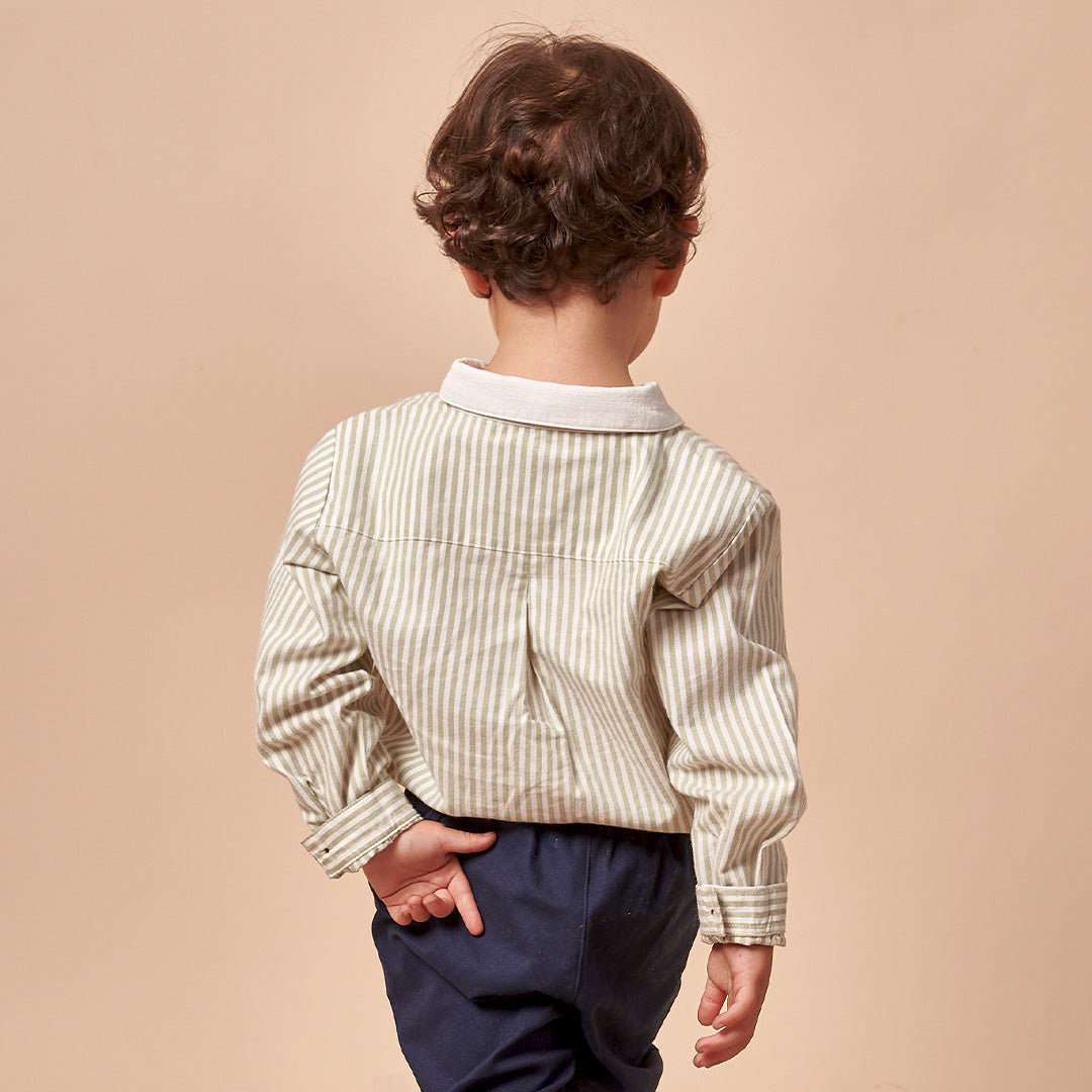 Camisa Bebé Niño a Rayas Verde Espigas
