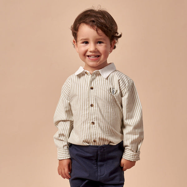Camisa Bebé Niño a Rayas Verde Espigas