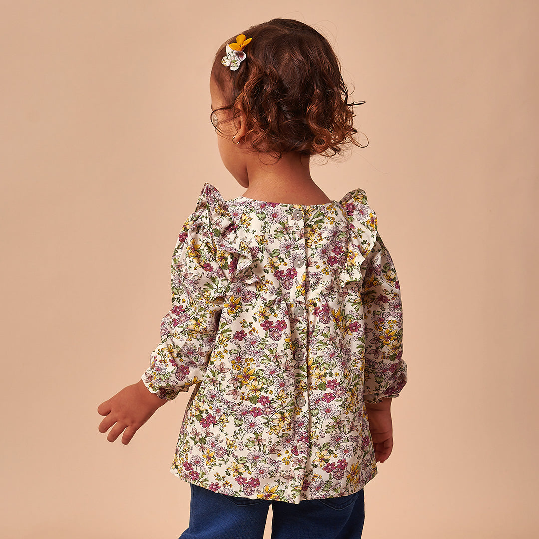 Blusa Bebé Niña Seda Estampada Campo Florido