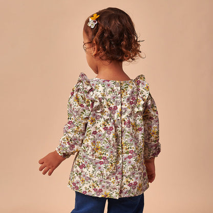 Blusa Bebé Niña Seda Estampada Campo Florido