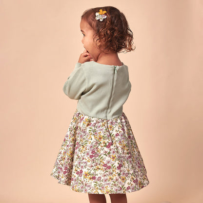 Vestido Bebé Niña Algodón y Seda Flores Silvestres