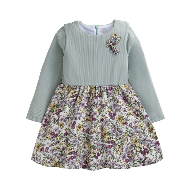 Vestido Bebé Niña Algodón y Seda Flores Silvestres