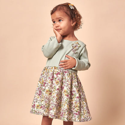Vestido Bebé Niña Algodón y Seda Flores Silvestres