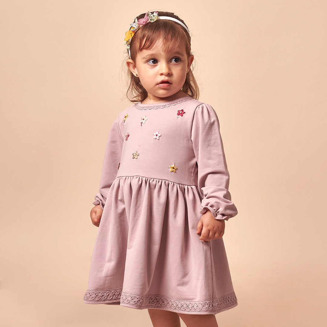 Vestido Bebé Niña 100% Algodón Lilac