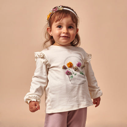 Polo Bebé Niña Manga Larga 100% Algodón Pima Bouquet
