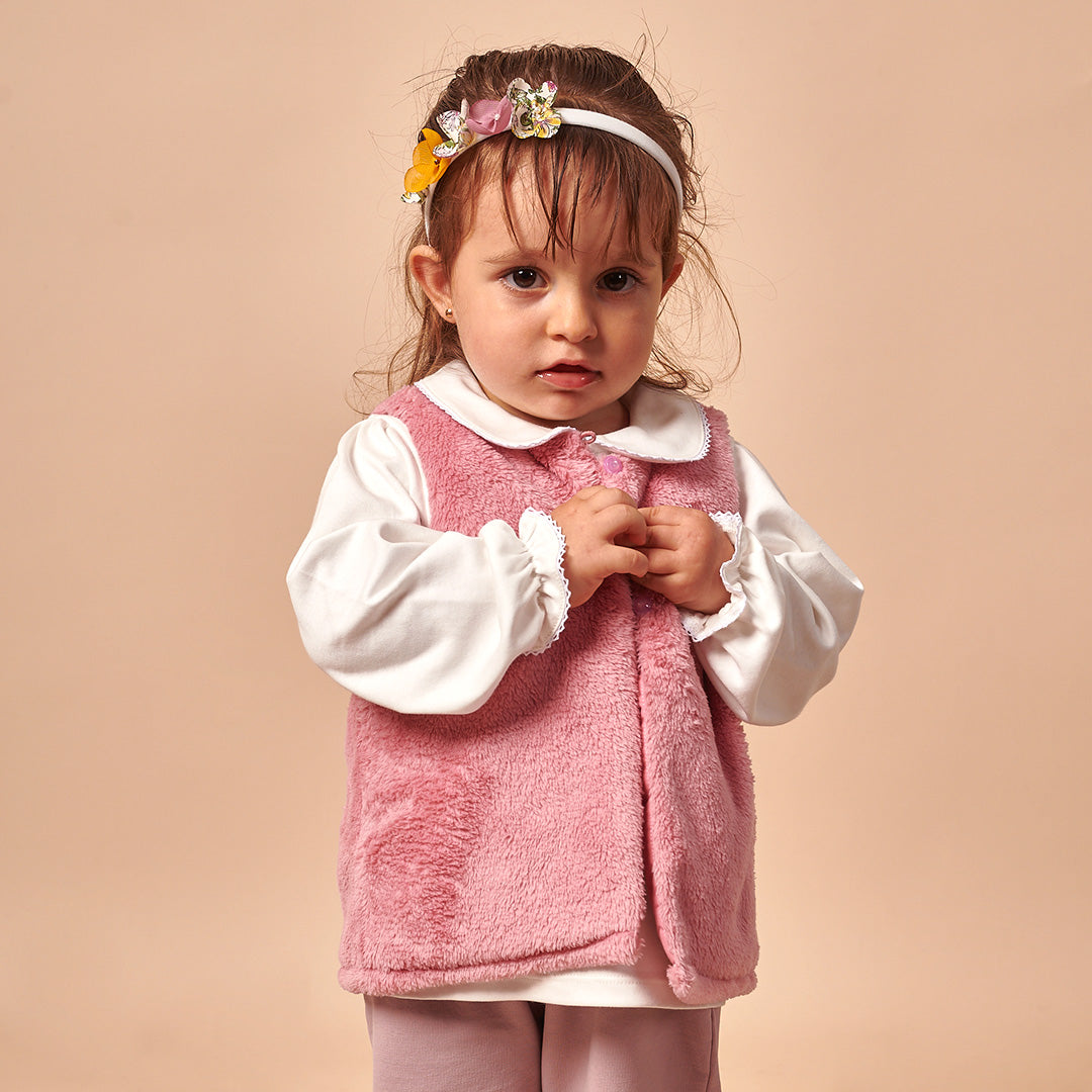 Chaleco Bebé Niña Peluche Rosado Dalia