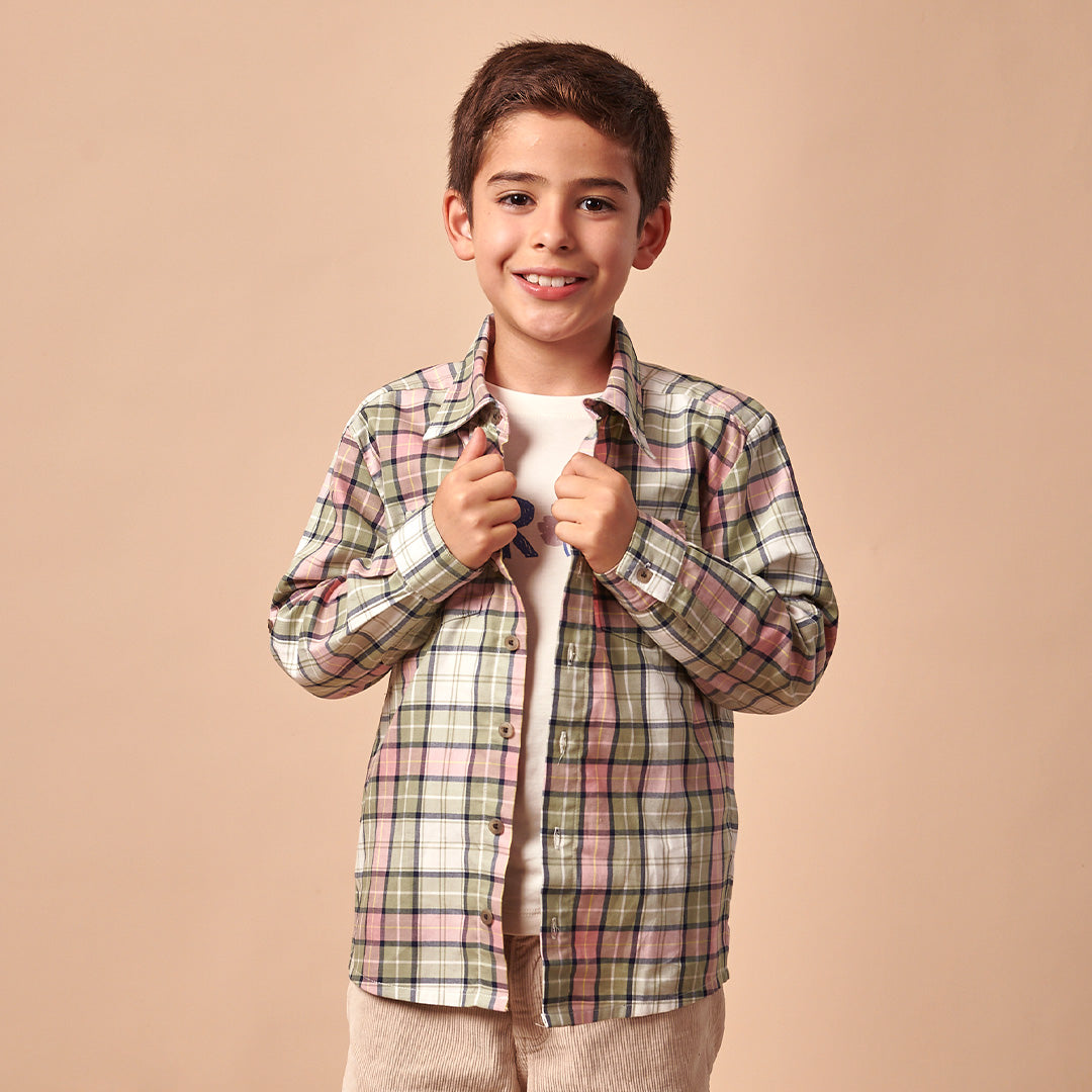 Camisa Niño Manga Larga Cuadros Multicolor Dionisio