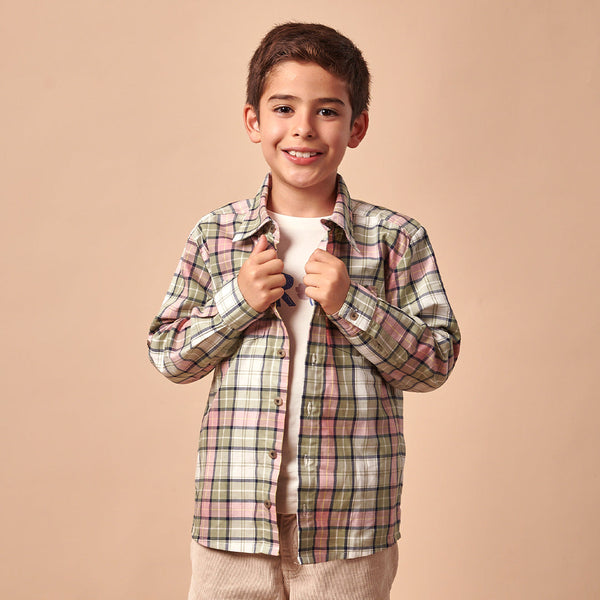 Camisa Niño Manga Larga Cuadros Multicolor Dionisio
