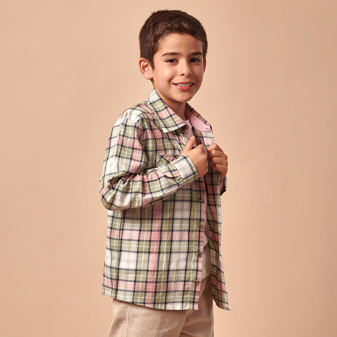 Camisa Niño Manga Larga Cuadros Multicolor Dionisio