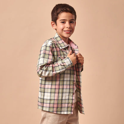 Camisa Niño Manga Larga Cuadros Multicolor Dionisio