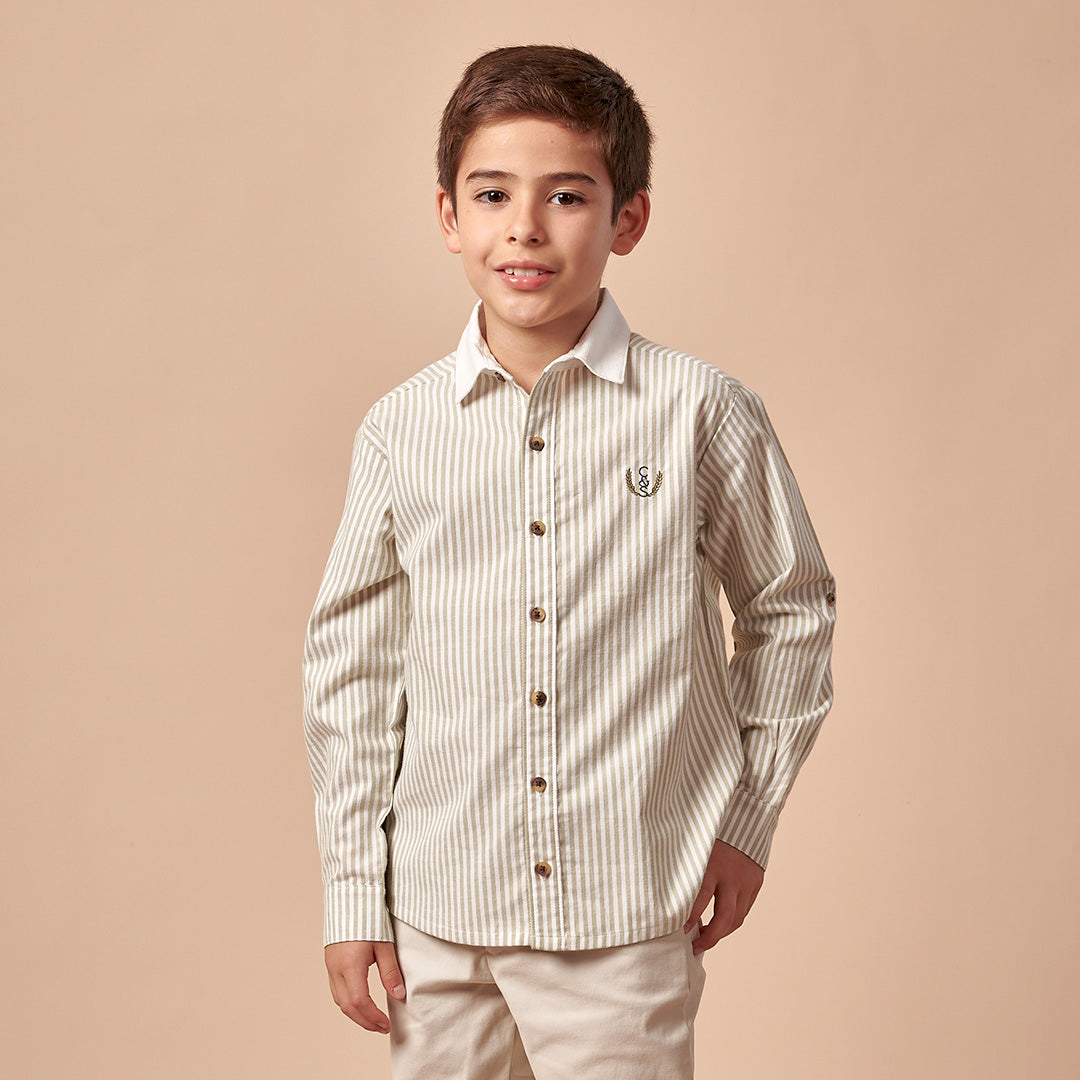 Camisa Niño a Rayas Verde Espigas