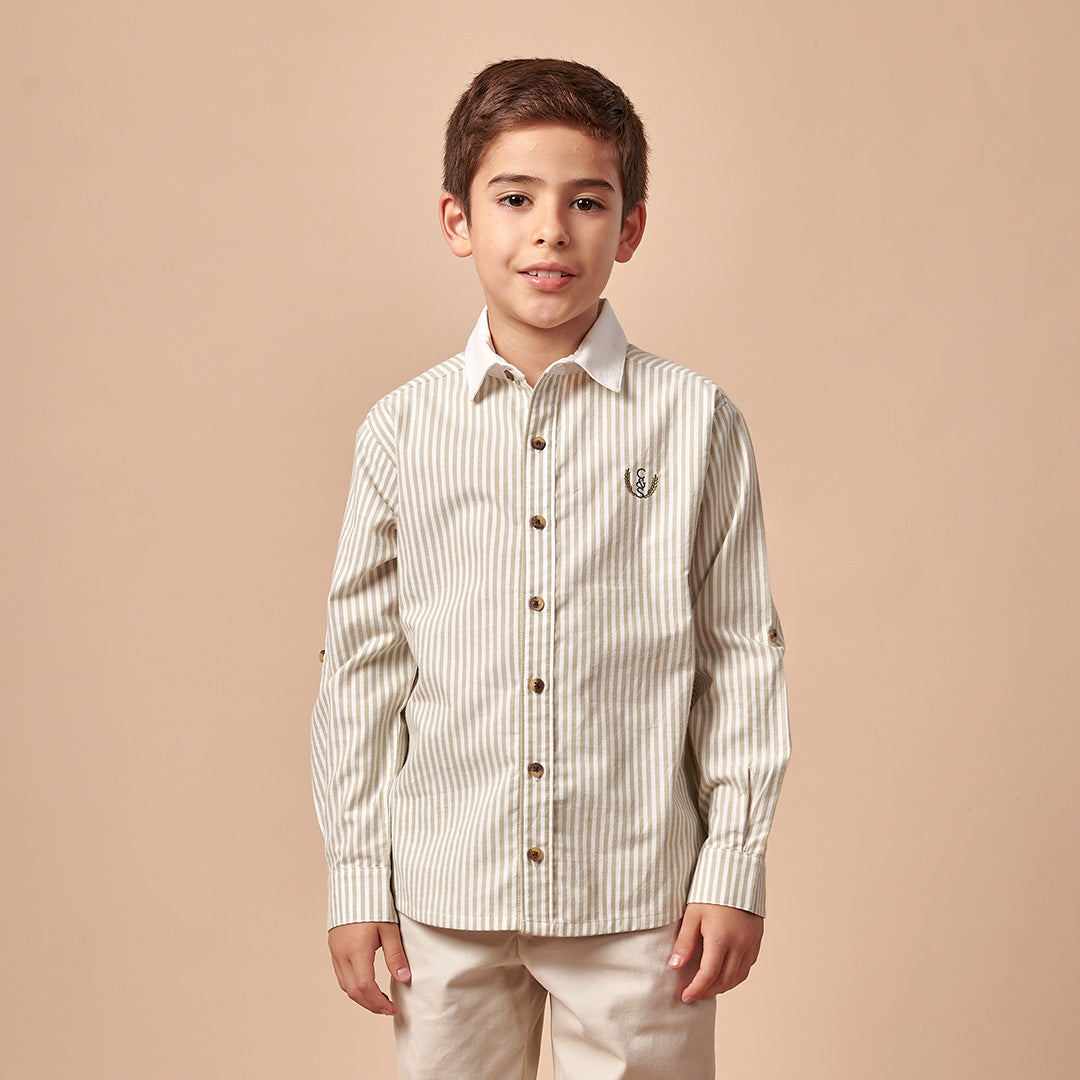 Camisa Niño a Rayas Verde Espigas