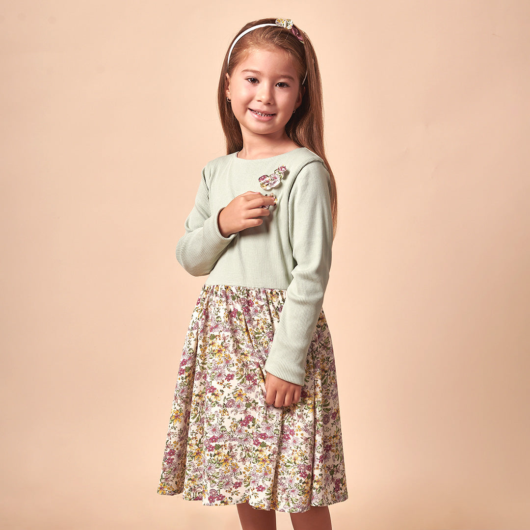 Vestido Niña Algodón y Seda Flores Silvestres