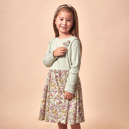 Vestido Niña Algodón y Seda Flores Silvestres