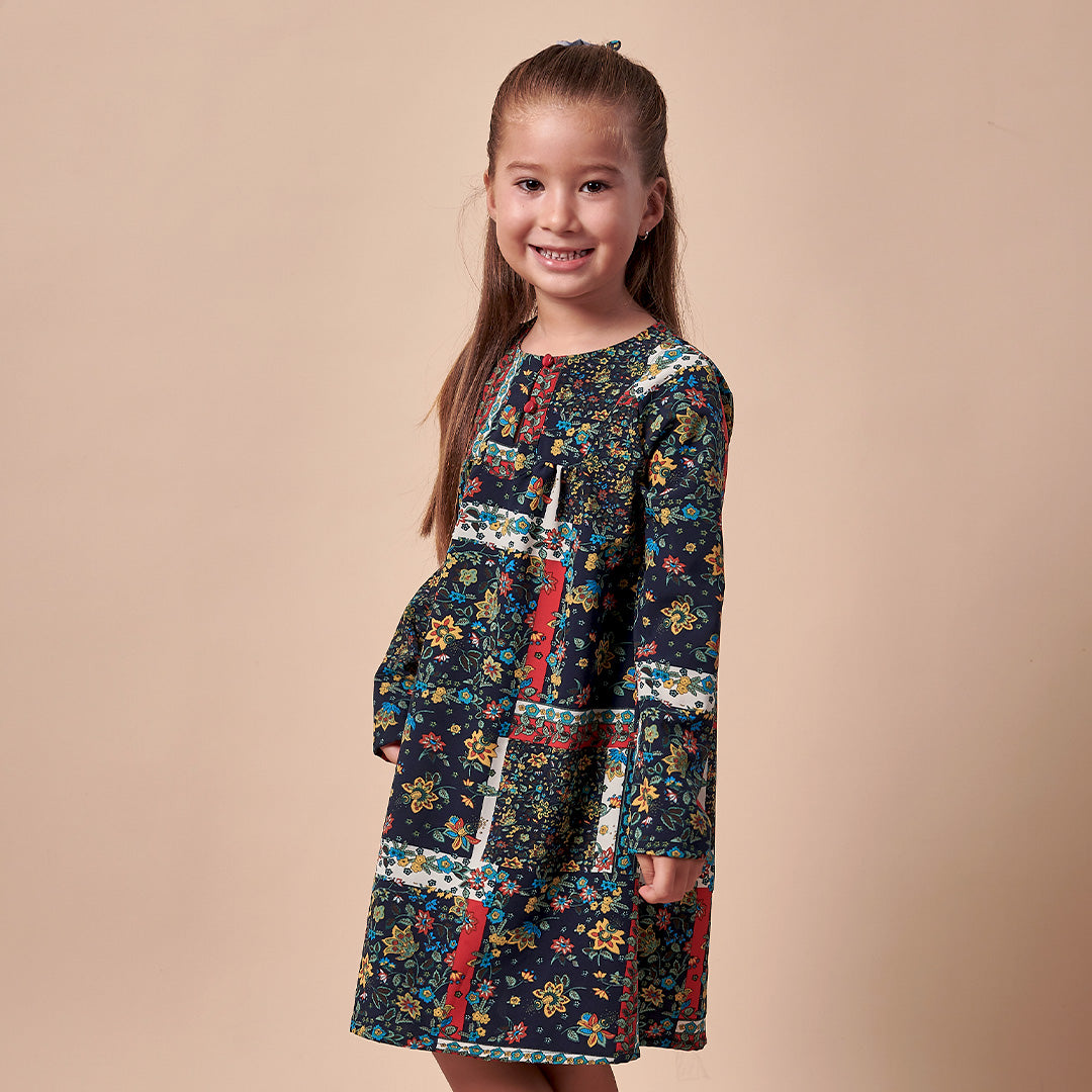 Vestido de Seda Estampada - Niña
