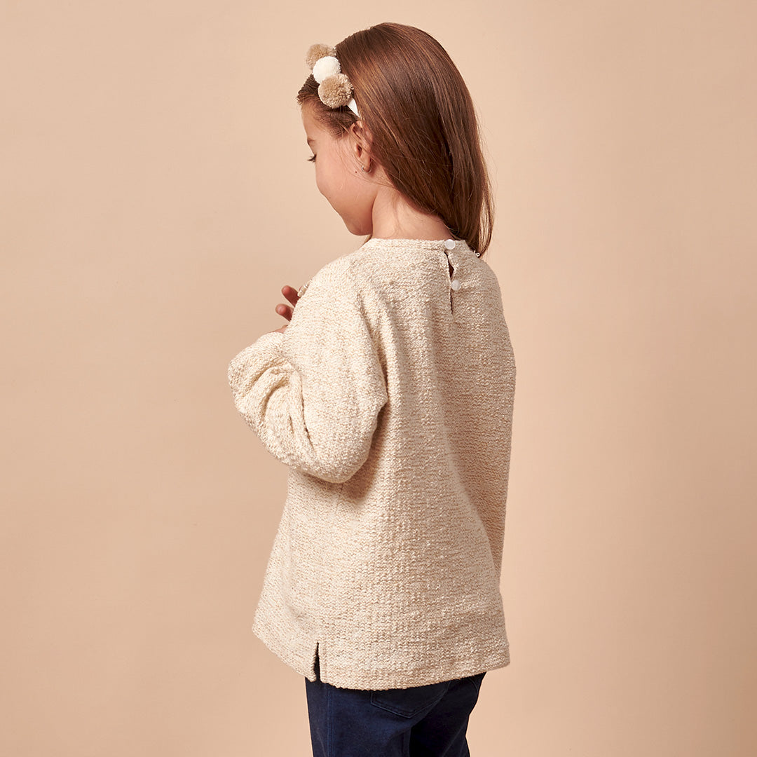 Polera Niña Tejida Crema Irana