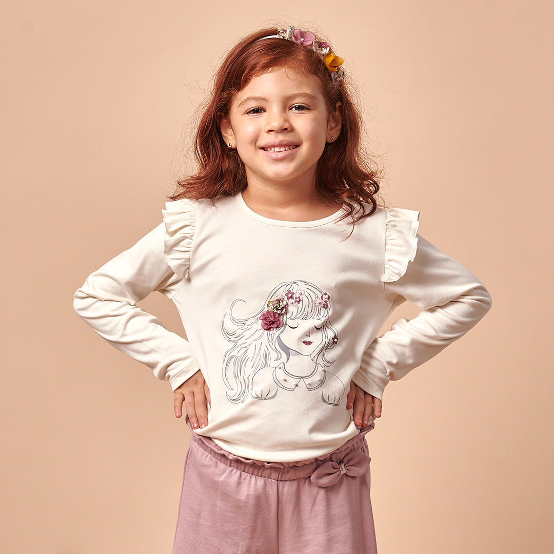 Polo Niña Manga Larga 100% Algodón Pima Azucena