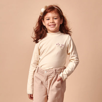 Polo Niña Cuello Alto 100% Algodón Pima Ramito Floral