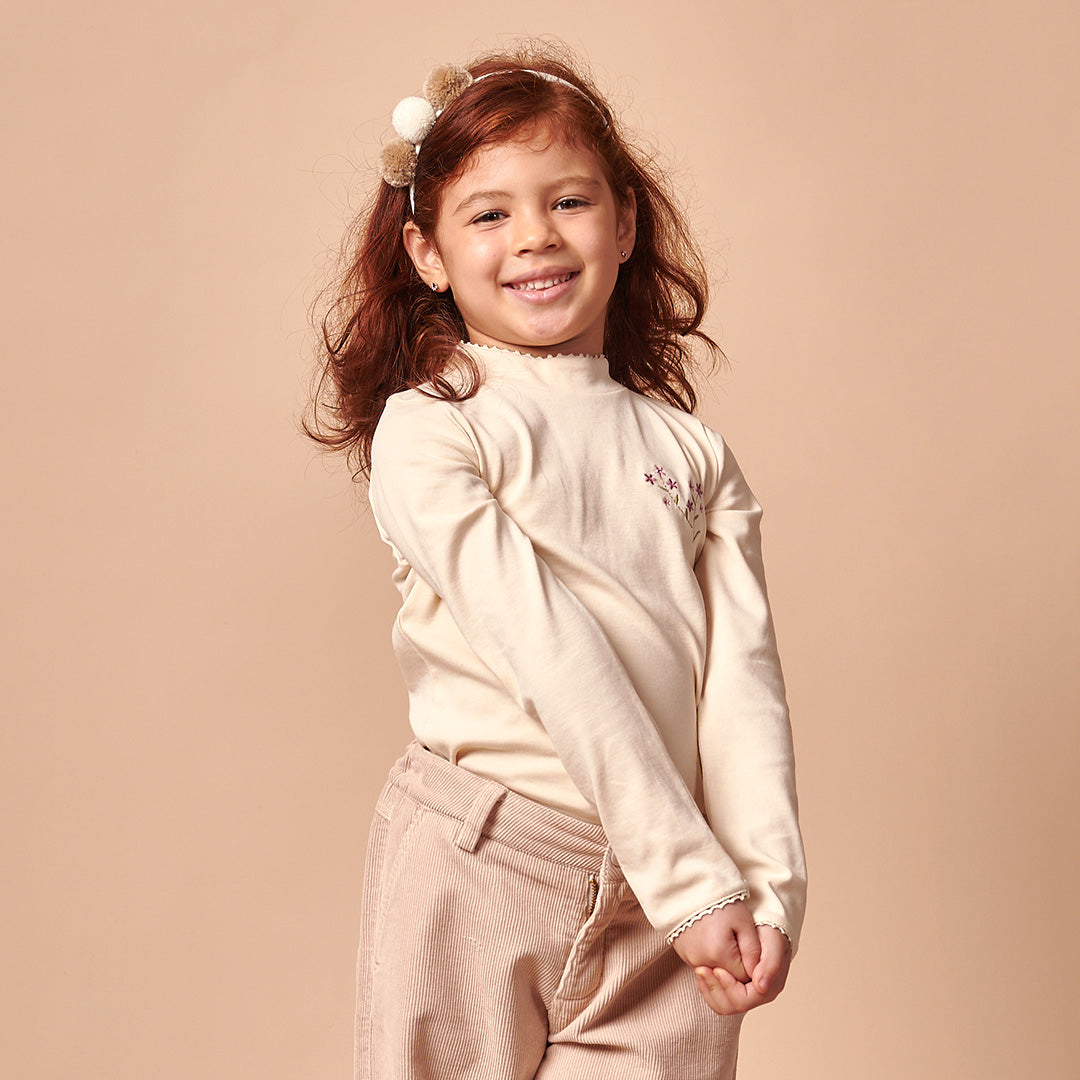 Polo Niña Cuello Alto 100% Algodón Pima Ramito Floral