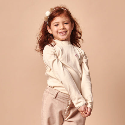 Polo Niña Cuello Alto 100% Algodón Pima Ramito Floral