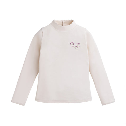 Polo Niña Cuello Alto 100% Algodón Pima Ramito Floral