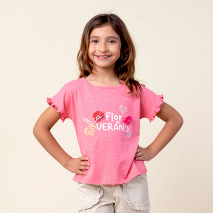 Polo Niña Estampado 100% Algodón Flor de Verano