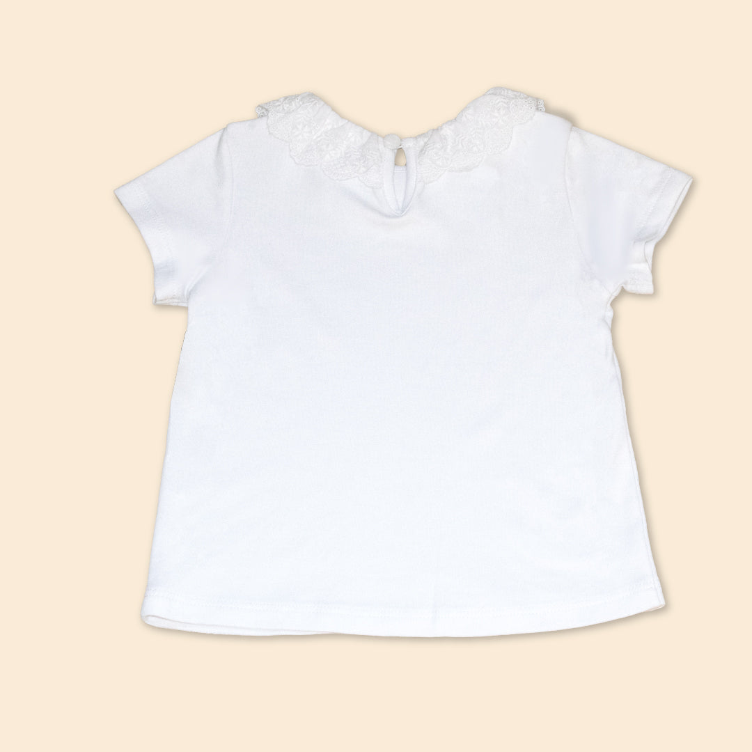 Polo Bebé Niña Cuello Redondo 100% Algodón Pima Pétalo Encantado