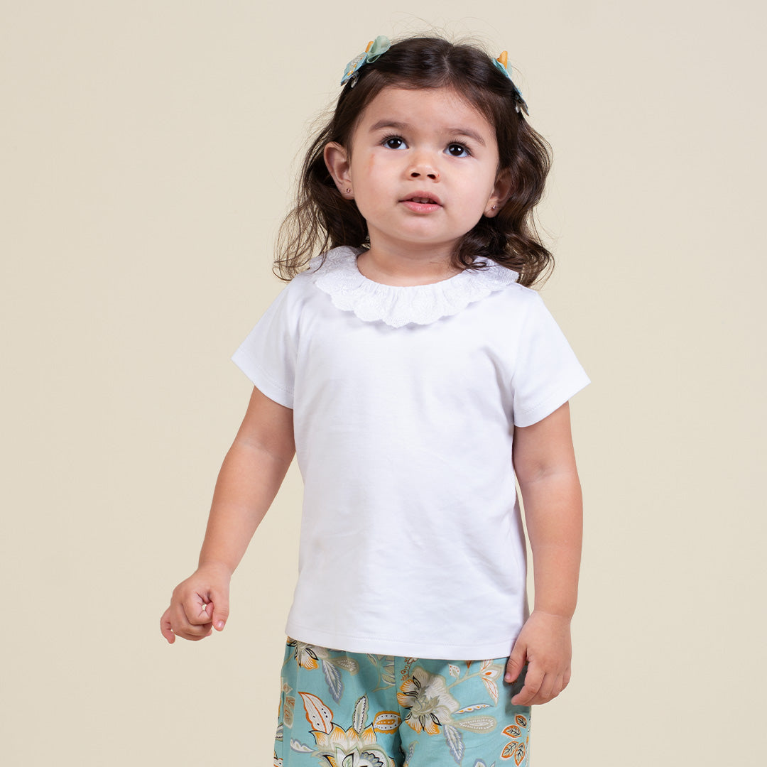 Polo Bebé Niña Cuello Redondo 100% Algodón Pima Pétalo Encantado