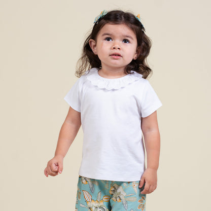 Polo Bebé Niña Cuello Redondo 100% Algodón Pima Pétalo Encantado