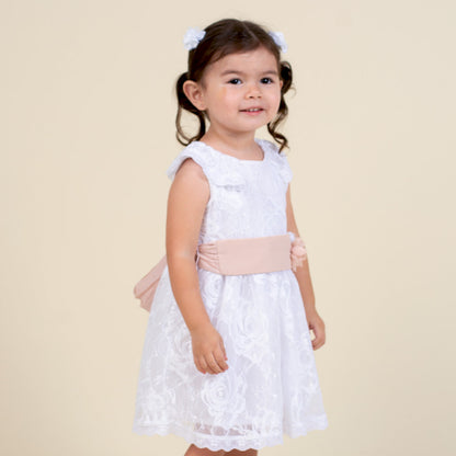 Vestido Fiesta Bebé Niña Blanco Lirio